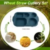 Tanlade 8 Pcs Large Unbreakable Divided Plates 12 Inch Wheat