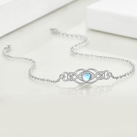 VONALA 925 Sterling Silver Moonstone Bracelet Love Jewelry for Her (Infinity Knot)