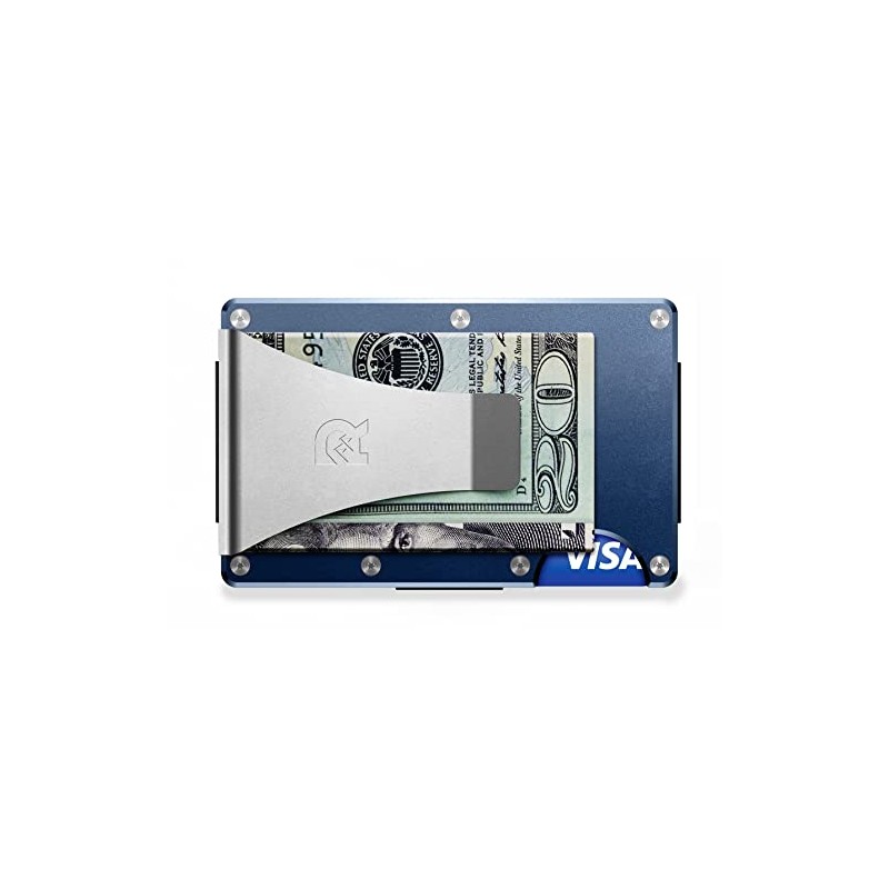 The RIDGE Thin Wallet Money Clip Aluminum (Navy x Silver)