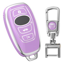 QfungYe for Subaru Key Fob Cover with Keychain.No Screws Required for Installation. Compatible with Forester Outback BRZ Legacy CrossTrek Ascent WRX (Purple)