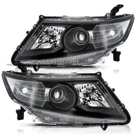 Aosky Projector Headlight Assembly Compatible with 2011-2017 Honda Odyssey OEM Halogen Black Clear Headlamp (LH+RH)