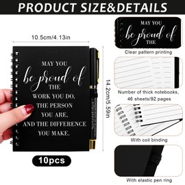 HAOWANWW 10 Pack Employee Appreciation Gifts A6 Notebook Journals and Motivational Ballpoint Pens Business Inspirational Team Together Notebooks Thank You Gifts for Boss Coworker Colleague Office