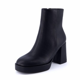 CUSHIONAIRE Women's Gallerie platform block heel dress boot +Memory Foam, Wide Widths Available, Black 8.5