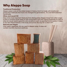 JUSIZA - Aleppo Soap (4 Pack - 7 oz each)%20 Laurel Oil,%80 Olive Oil, Traditional Production, Natural - Vegan – Handmade
