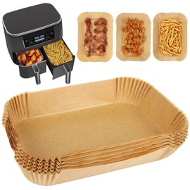 YQL Air Fryer Liners for Ninja/Tower Dual/Instant Vortex, Disposable Parchment Paper Accessories Compatible with Ninja AF300UK, AF400UK,Salter Dual (50pcs)