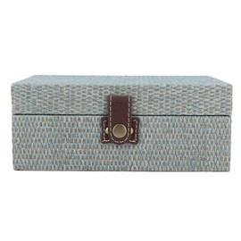 Wooden Storage Box Cuboid Shaped Flip Open Type Jewelry Organizer Case Home Misty Blue L