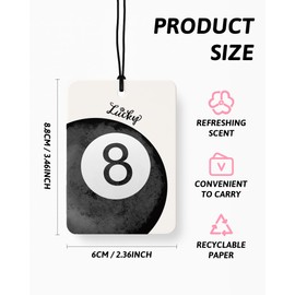 FISWAFY Retro Black Girly Car Air Freshener 4 Pcs, Trendy Ace Card Lucky 8 Ball Good Times Matchbox Hanging Air Freshener for Cars Closet Drawer Books, Girly Car Accessories Mirror Decor for Women