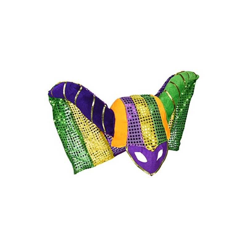Beistle Masked Mardi Gras Hat w/Sequined Drape