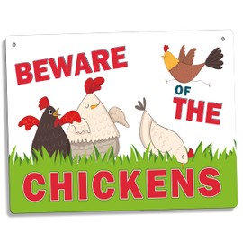 Beware of the Chickens Sign - Metal plaque coop outdoor sign for Chicken keepers poultry funny gift A4 size