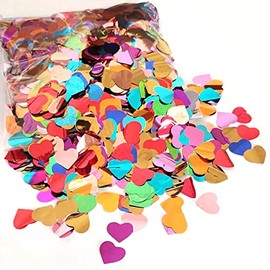 CC wonderland zone 50g Multicolor Metallic Shiny Heart Confetti-Table Confetti for Party Wedding Decoration(Φ1.5cm)