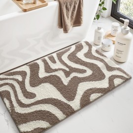 LUMI Non Slip Bathroom Rug Modern Aesthetic, Ultra Soft Absorbent Washable Bath Mats, Quick Dry Premium Floor Rugs for Shower, Tub, Bathtub, Decor, 16x24