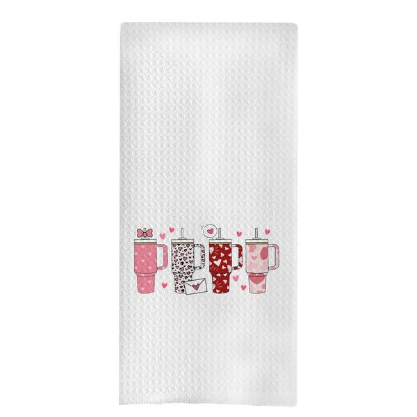 uinwk Valentines Day Tumbler Kitchen Towels, Valentines Kitchen Decor, Valentines