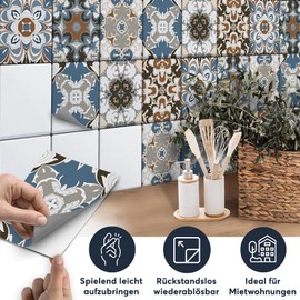 Glue over the Tiles; Motif Film Stickers, Bathroom Film, Decorative Film, Bathroom Design, Design Motif, Moroccan Motif, 9 pieces