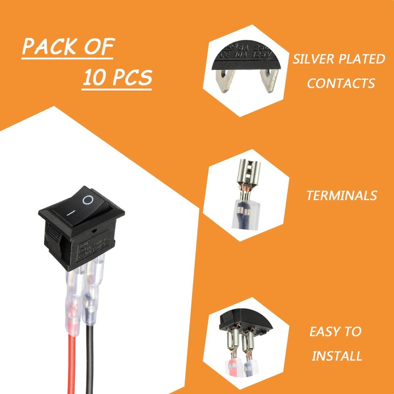 HUAREW Mini Rocker Switch T85 KCD1-101 2 Pin SPST Toggle