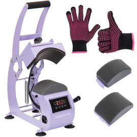 GOCHIFIX Heat Press, Precise Temp/Timer Control, 6.54"x3.84"Curved Heat Plate, 2 Hat Pad, Hat Stretcher, Safety Base, Glove, Hat Press Heat Machine for Caps, Sublimation, Vinyl, Heat Transfer