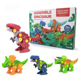 Fomatrade Dinosaur Toys for 3, 4, 5, 6, 7 Year Old Boys,Take Apart Toys with Electric Drill for Kids,STEM Educational Construction Building Toys,Birthday Gift (Pack 4)