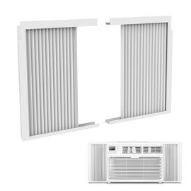 Mxclimate Window Air Conditioner Side Panels with Frame,Window AC Accordion Filler Curtain Kit,Adjustable Insulation Panels for Window AC Seal Replacement Screen (12,000 BTU)