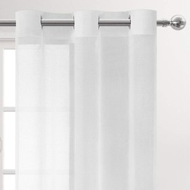 DWCN White Transparent Voile Short Panels with Grommet Top for Small Window - Sheer Curtain Tiers for Kitchen/Cafe Basement Window Treatments, W46 x L36, 2 Panels