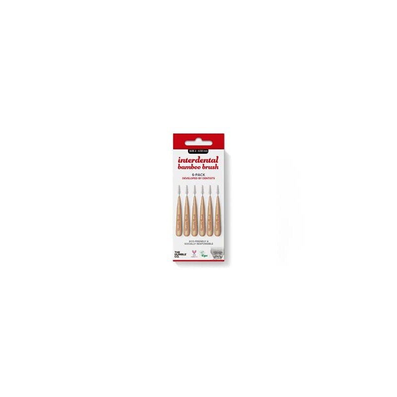 Humble Interdental Brush Bamboo Interdental Brushes, Size 2-0.50 mm, Red,