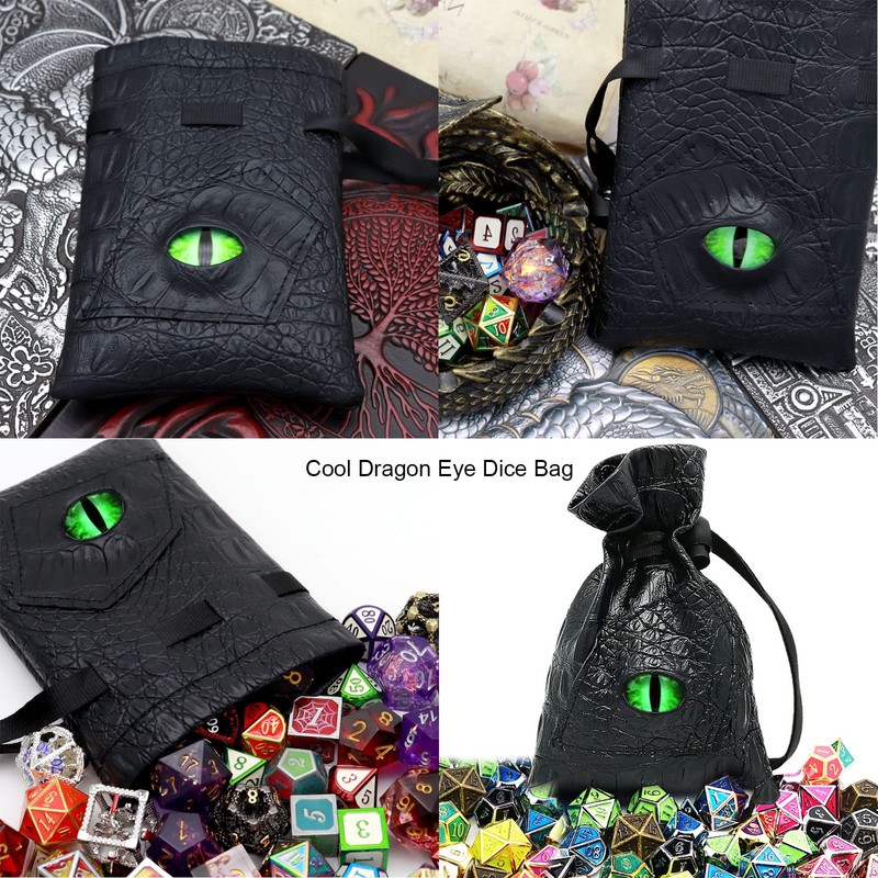 Haxtec Dragon Eye Dice Bag Drawstring Leather DND Dice Bag