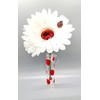 White Daisy Red Bling with Suction Vase - Compatible with