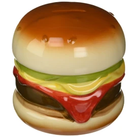 Out of the blue 78/3923 - Spardose Hamburger aus Keramik, ca. 14 x 13 cm, tolle Sparbüchse mit Schlüssel, verschließbare Figur, Dekoration