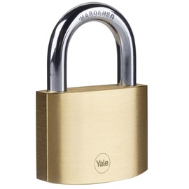 Yale Y110B/60/132/1 - Brass Padlock (60 mm) - Indoor Lock for Ladders, Shutter Doors, Tools - 3 Keys - Standard Security