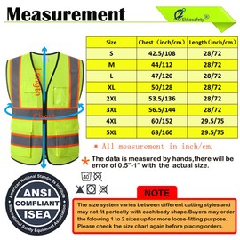 Ekkosafety Reflective Mesh Safety Vest for Men Women with 5 Pockets and Zipper Front High Visibility Mesh Vest Hi Vis Construction Work Vest,Meets ANSI/ISEA Standards(EK175-Yellow-L)