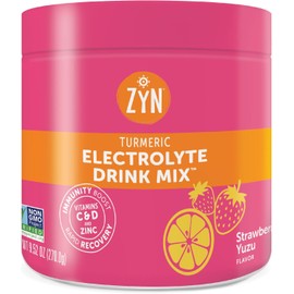 ZYN Electrolyte Drink Mix Hydration Packets (30 Servings), Strawberry Yuzu Electrolytes Powder, Hydration Packets w/Turmeric Curcumin, Vitamin C & D, Zinc, Hydrate & Recover Electrolyte Powder