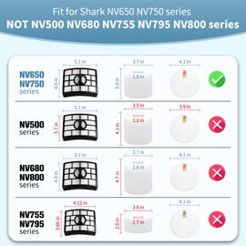 Improvedhand NV752 Filter Replacement Compatible with Shark Rotator Powered Lift-Away AZ1002, NV650 NV651 NV652 NV750 NV751 NV752 NV753 AX950 AX951 AX952 ZU632, Compare to Part # # XHF650&XFF650