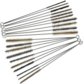 20 Pcs Wire Tube Brushes Bulk for Cleaning Pipe Tube Brass Stainless Steel Round Wire Brush for Auto Parts Christmas, Bottles, Tubes, 5 Sizes (Silver Gold)