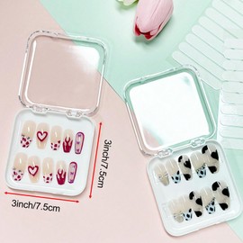 12pcs Press-On Nail Organiser with 60pcs Double Sided Adhesive Acrylic Nail Display Box Artificial Fake Nail Box Organiser Fake Nail Box Transparent Nail Packaging Box for Nail Salon（white）