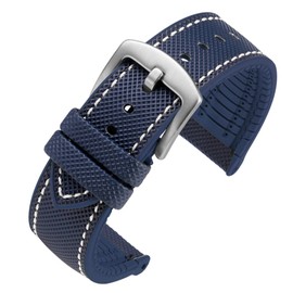 watchdives Nylon Rubber Bottom Watch Straps Canvas Men Watch Band Breathable Waterproof Replacement Bands 20mm 22mm (20mm, Blue)