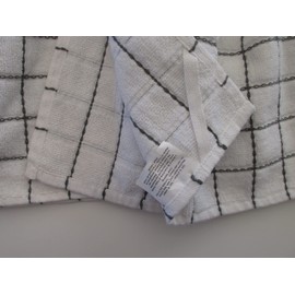 Set of 2 Gray Windowpane Check Double Layer Hanging Kitchen Towels with Gray Cotton Crochet Top - Best Quality