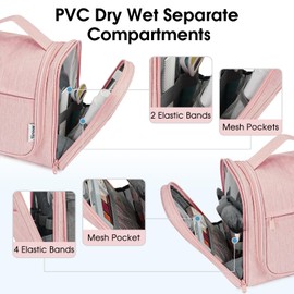 Large Hanging Toiletry Wash Bag Travel Makeup Cosmetic Organizer for Women (Pink)