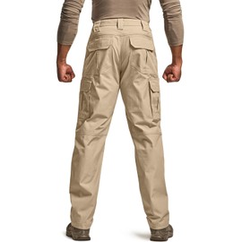 CQR Men's Tactical Pants, Water Resistant Ripstop Cargo Pants, Lightweight EDC Work Hiking Pants, Outdoor Apparel, Raider Khaki, 34W x 30L