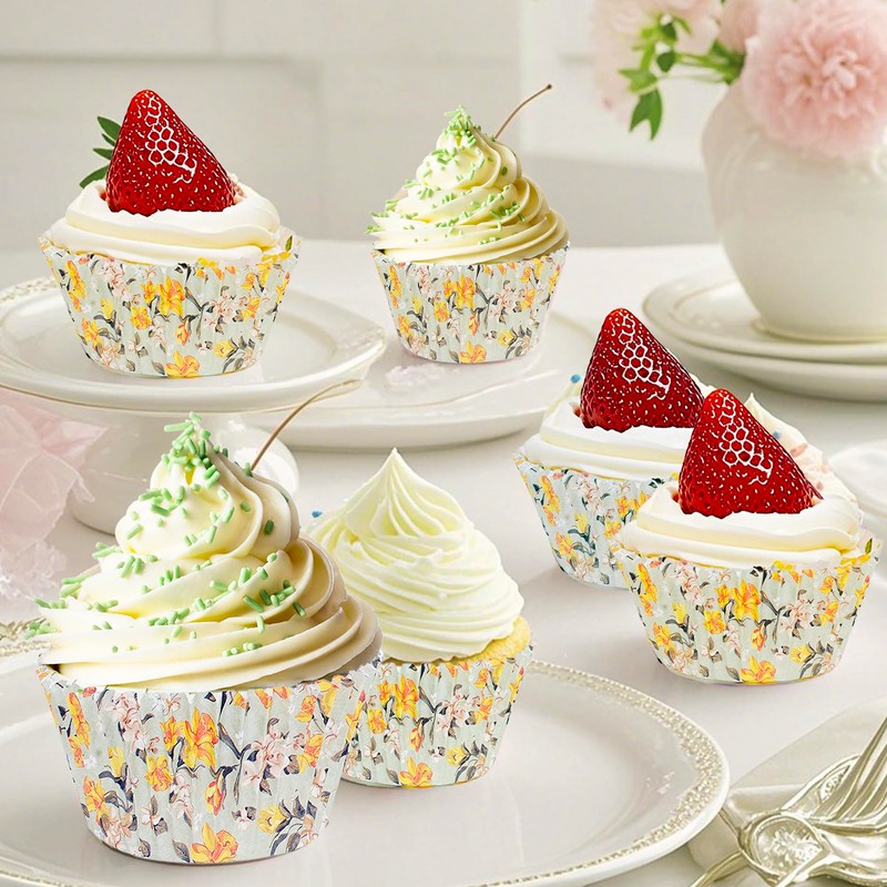SKIDEC Floral Standard Cupcake Liners 400 Count Paper Baking Cups