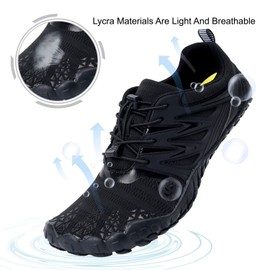 relxfeet Zapatos de Agua Barefoot para Mujer y Hombre, Calcetines Acuáticos Deportivos para Senderismo, Deportes Acuáticos, Playa, Piscina, Arena, Buceo, Caminata Negro 27cm