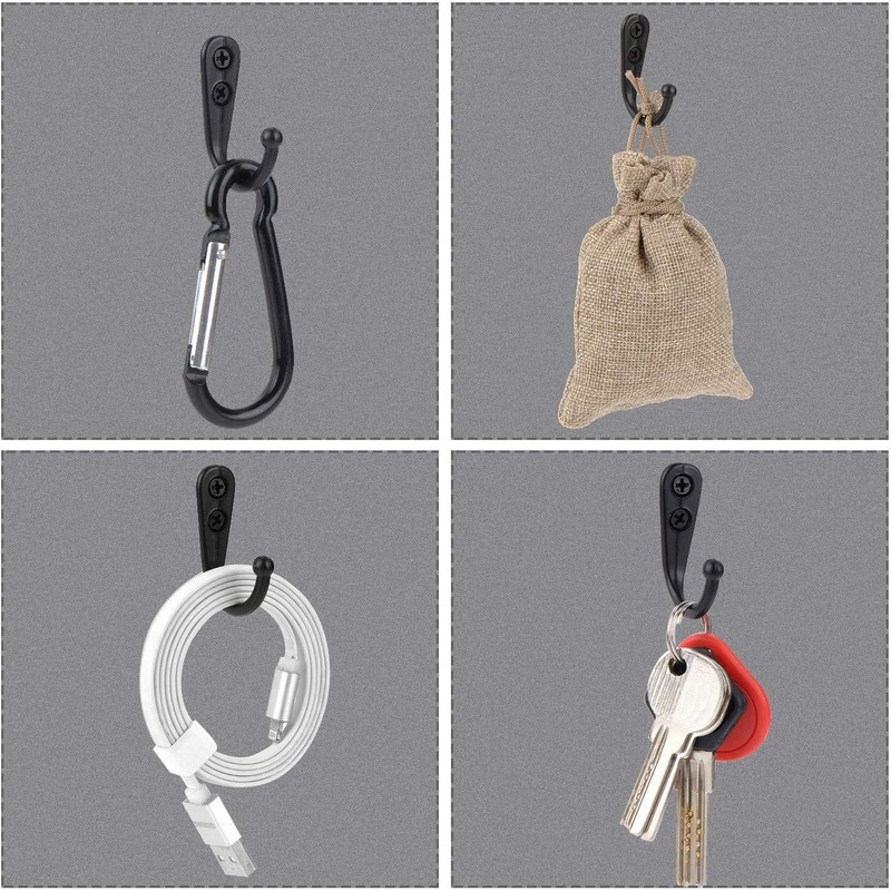JZK 30 x Black Metal Wall Hooks with Screws Coat