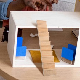 Miniature Doll House Stairs, 1: 12 Steps Model Wooden Dollhouse Furniture Model Photo Props, DIY Staircase Accessories for Micro Landscape Decors