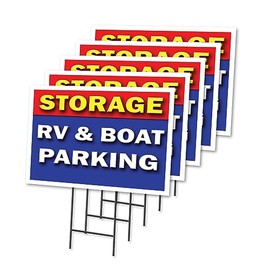 Storage RV & Boat Parking 5 Pack of 18" x 24" Yard Sign & Stake | Advertise Your Business | Stake Included Image On Front Only | Made in The USA