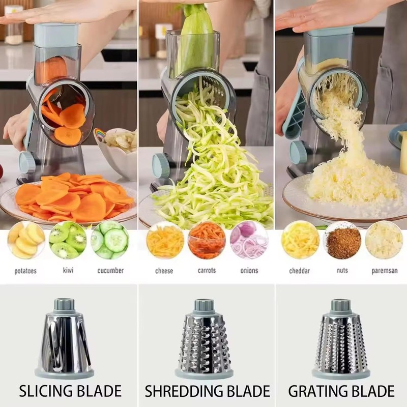 Amayz Infinit Rotary Cheese Grater – 3-in-1 Slicer, Shredder &