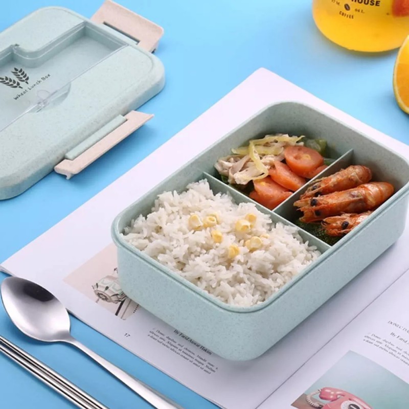 Maíz Contenedor Lonchera Box Lunch Topper Portatil + Cubiertos