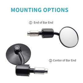 MZS Round Bar End Mirrors 7/8 Motorcycle Rear View Mirror Hollow Classic CNC Black Compatible with Street Sport Naked Road Bike Cruisers Touring Scooter