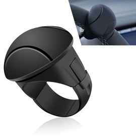 pinflaw Pack-1 Car Steering Wheel Booster, Anti-slip Silicone One-hand Steering Auxiliary Driving Tool, Multifunctional 360 Degree Rotating Effort-saving Power Handle, Universal for Cars (Black)