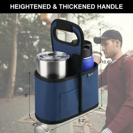 Beautyflier Drink Carrier with Handle for Delivery Reusable Insulated Coffee Cup Carrier Portable Cup Holder with Handle Organizer Tote Bag for Hot & Cold Drinks (2 Cup, Blue)