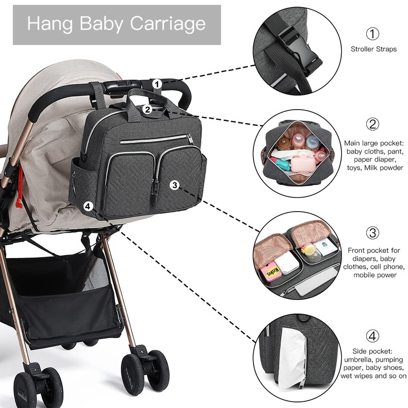 Kono Baby Changing Bag Weekender Travel Nappy Tote for Mom