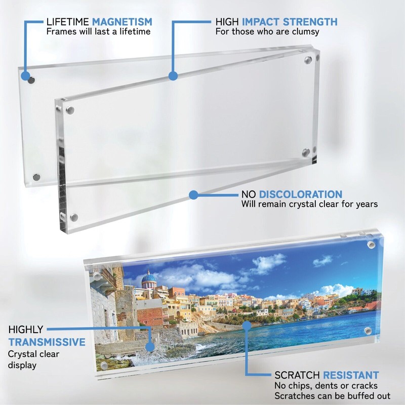 DuraClear 4x10 Panoramic Acrylic Photo Frame - Frameless & Thick