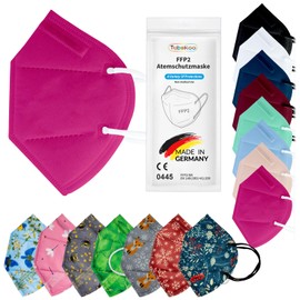 TubeRoo FFP2 Mask Pink Neon Pink Pack of 10 Masks from Germany, Made in Germany, Soft Round Ear Loop Bands, Respirator Mask, Mouth Guard, Protective Mask, Dust Mask, Fine Dust Mask