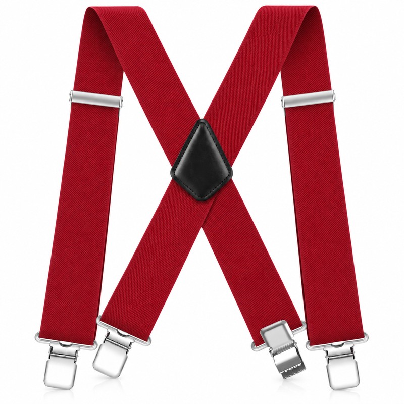 Men’s Adjustable Work Suspenders – 2-Inch Wide Elastic Straps with